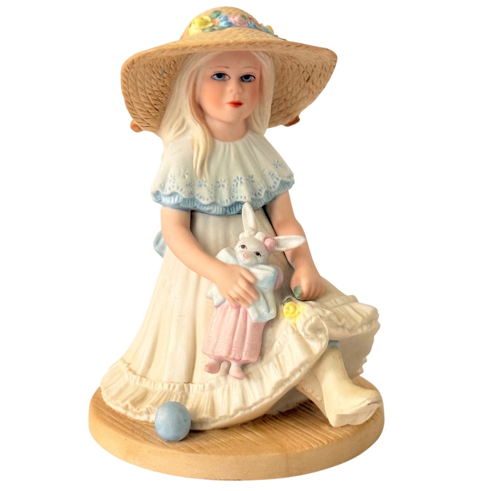 Jan Hagara April Porcelain Figurine 1989 Royal Orleans Girl with Bunny S20510